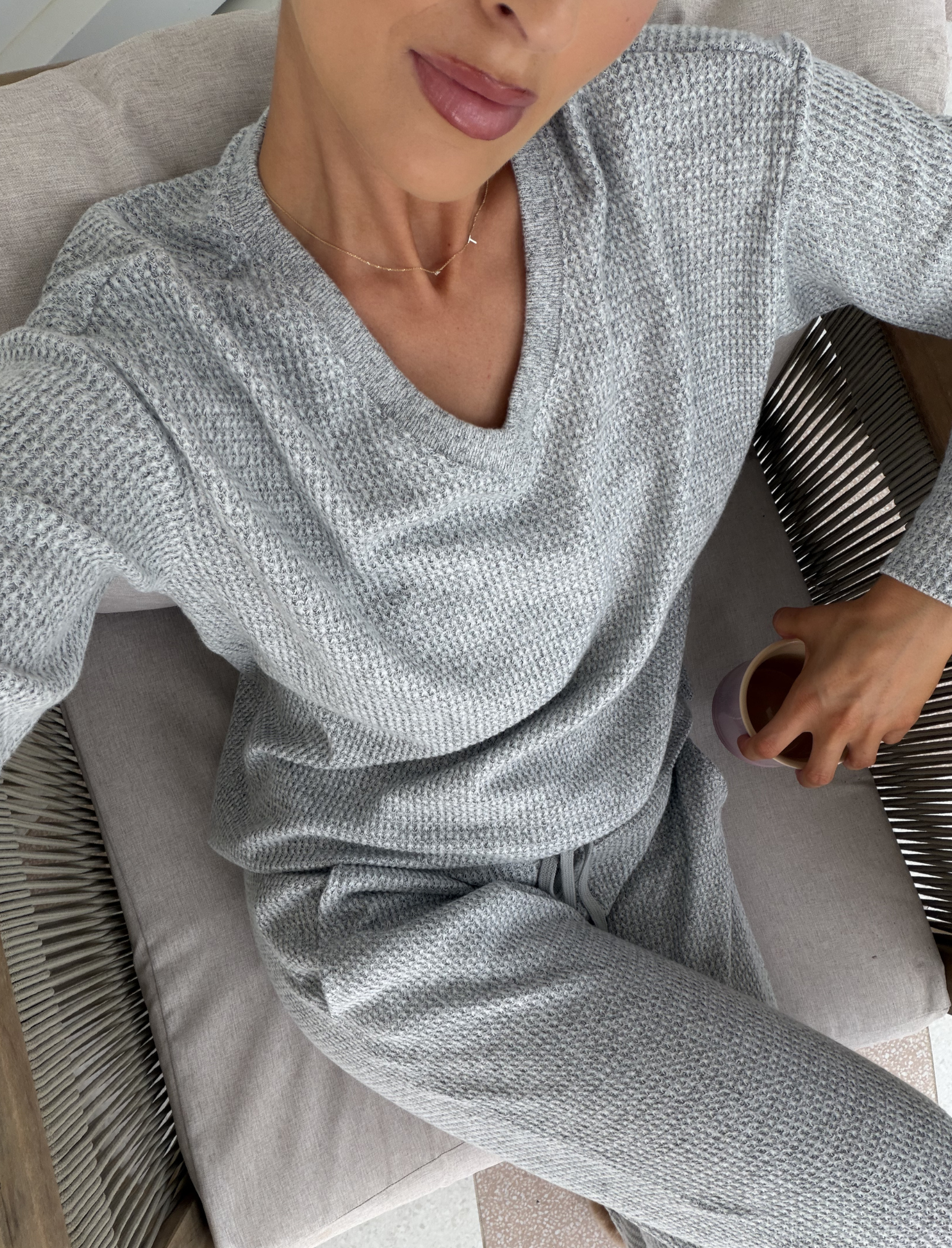 Super Soft Waffle V-Neck Long Sleeve Top