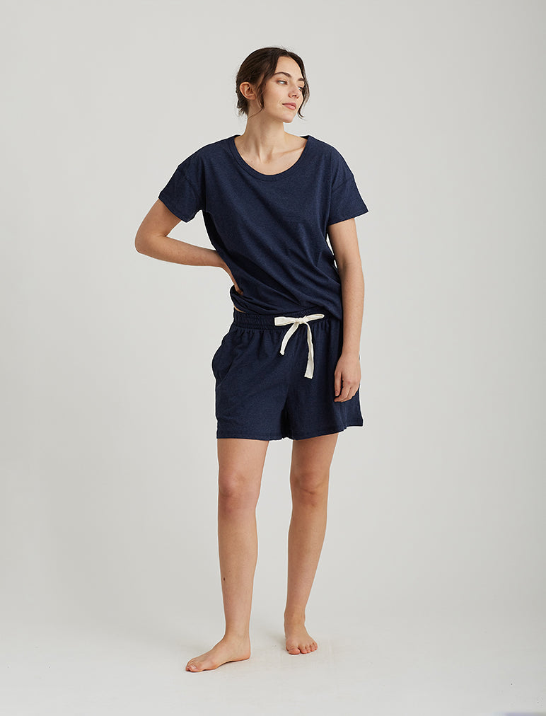 Organic Cotton Knit Boxer in Navy