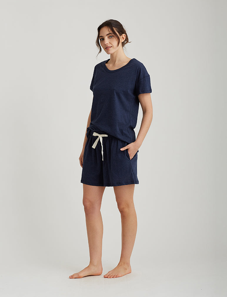 Organic Cotton Knit Boxer in Navy