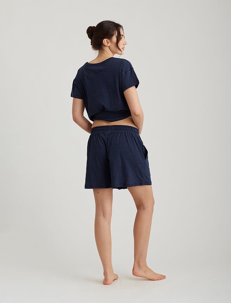 Organic Cotton Knit Boxer in Navy