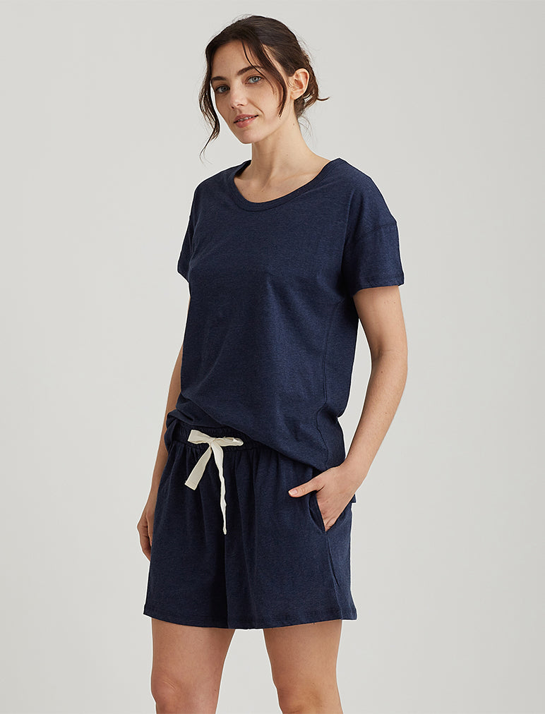 Organic Cotton Knit Boxer in Navy