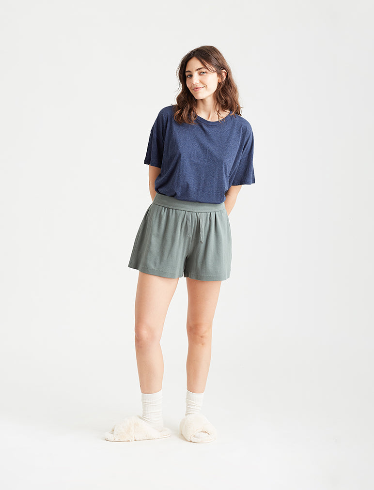 Organic Cotton Knit Tee in Navy