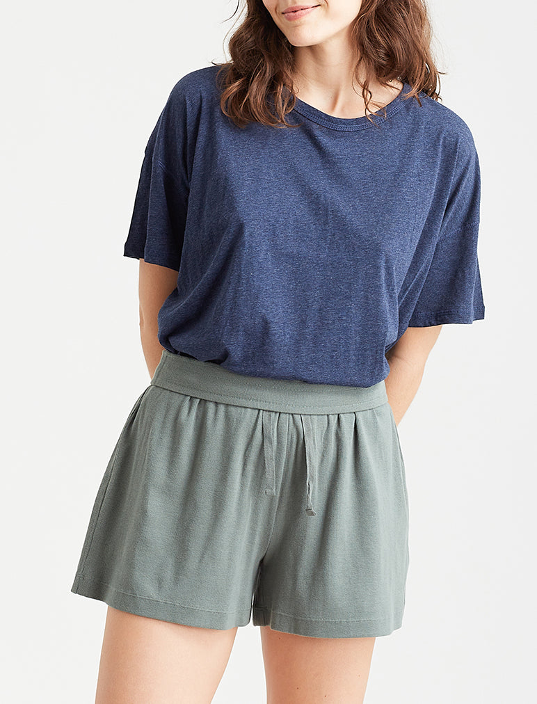 Organic Cotton Knit Tee in Navy