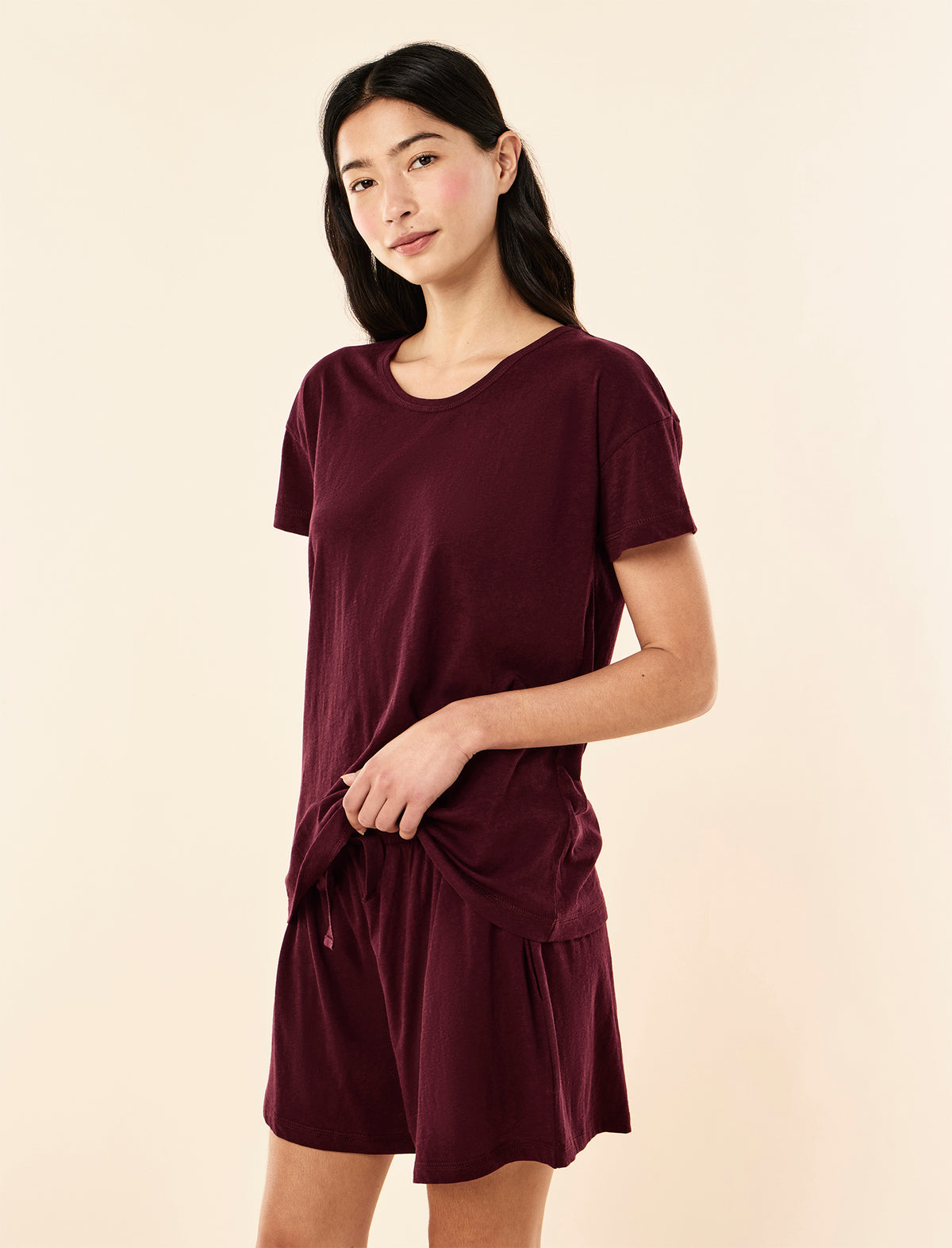 Zoey wearing the Jada Organic Cotton Knit Classic Tee
