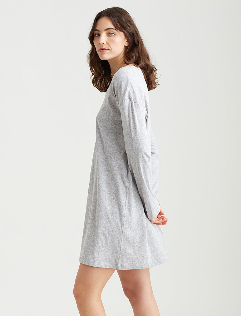 Organic Cotton Knit Long Henley Nightie
