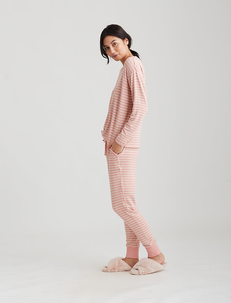 Feather Soft V-Neck Long Sleeve Top and Jogger