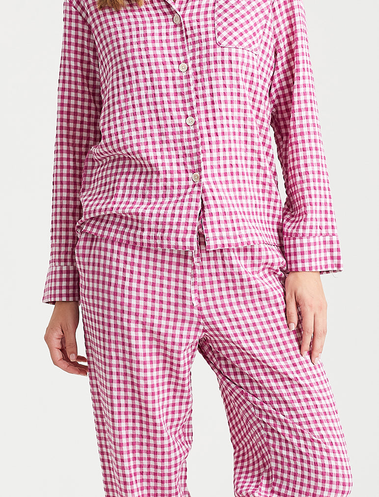Seersucker Gingham Full Length PJs