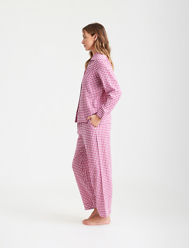 Seersucker Gingham Full Length PJs