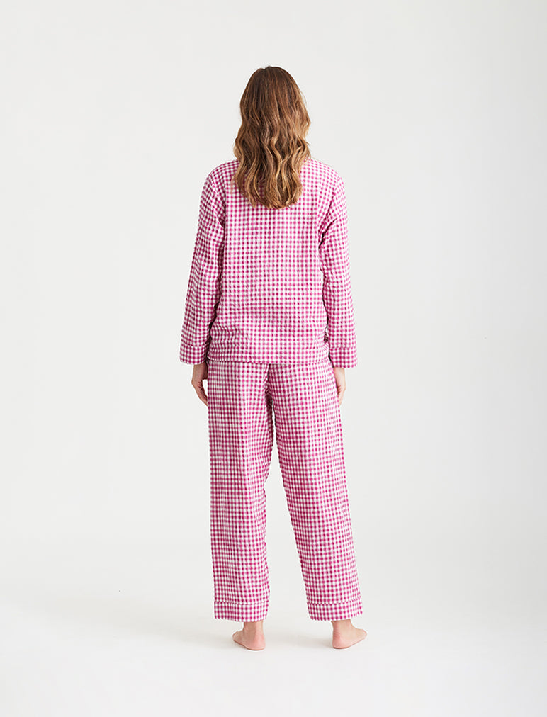 Seersucker Gingham Full Length PJs