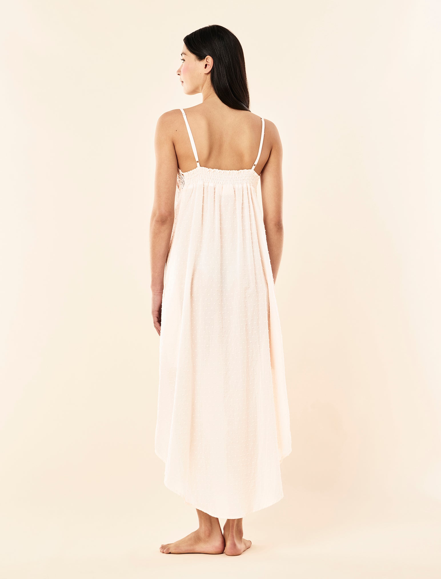 Swiss Dot Lace Front Maxi Nightie