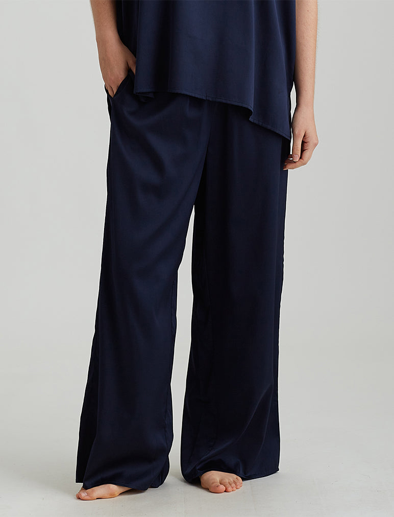 Eloise Stretch Silk Full Length Wide Leg Pant