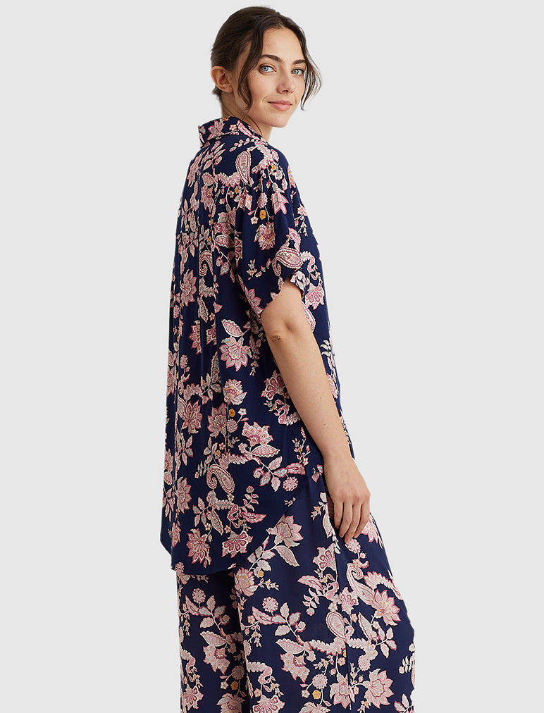 Abigail Paisley Short Sleeve Top
