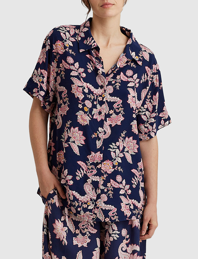 Abigail Paisley Short Sleeve Top