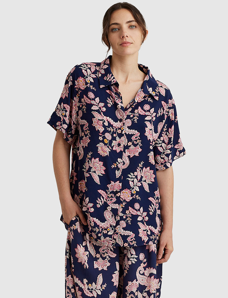 Abigail Paisley Short Sleeve Top