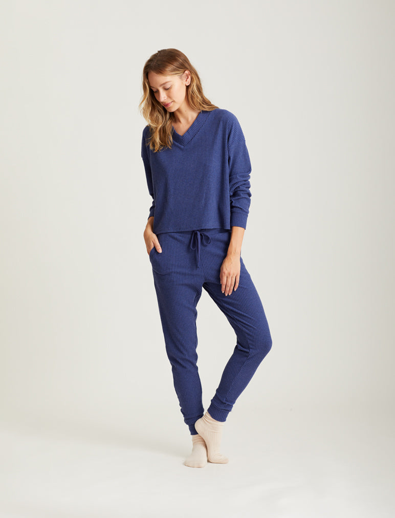 Cosy Winter Rib V-Neck LS Top