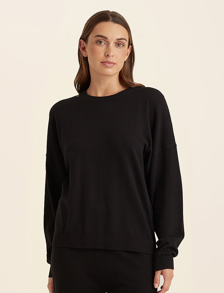 Bow & Arrow Cotton/Cashmere Crew Neck - White/Blue Stripe