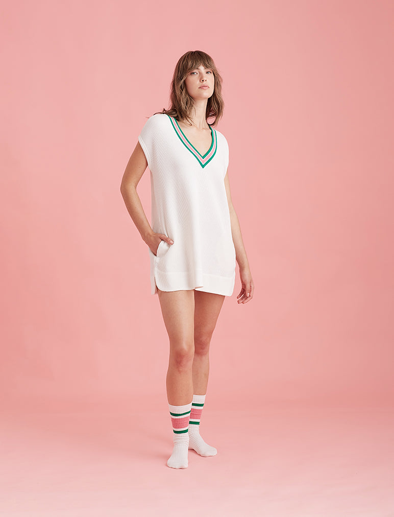 Luxe Waffle Tennis Oversized Tank Dress