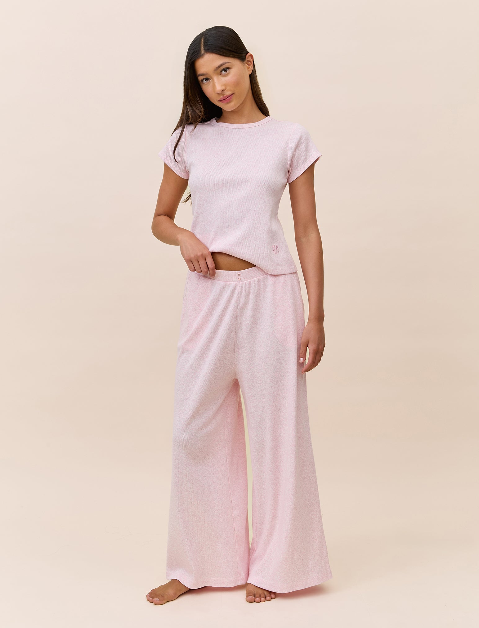 Soft Baby Rib Full Length Wide Leg Pant