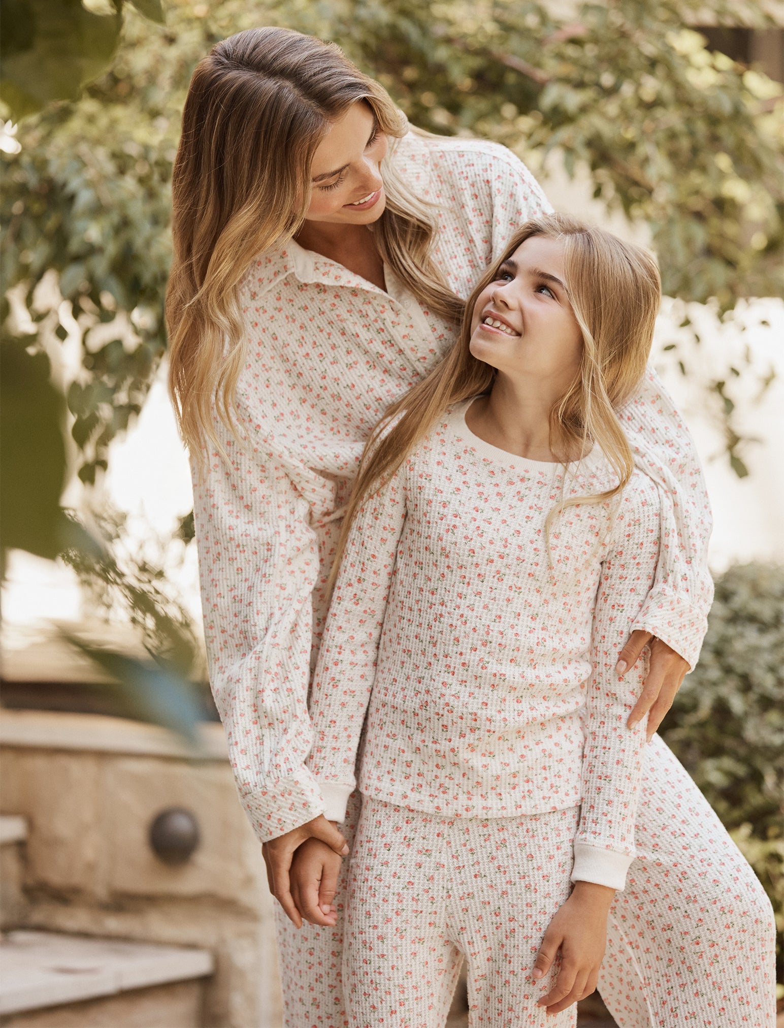 Kids Rosette Waffle Full Length PJ Set
