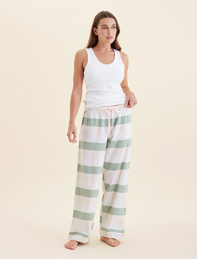 Organic Cotton Plaid Full Length Pant