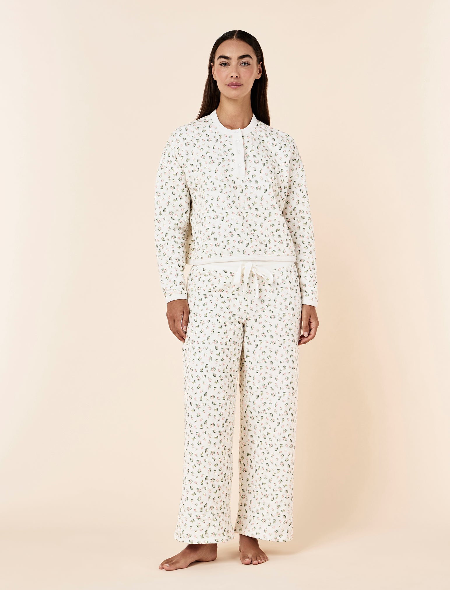 Quilted Cotton Straight Leg Pant