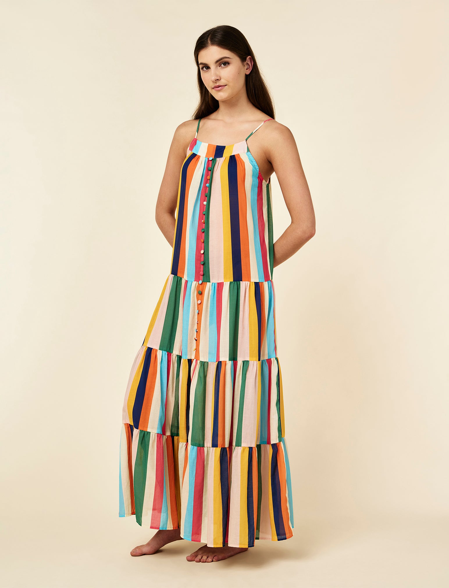 Holiday Stripe Tiered Maxi Nightie