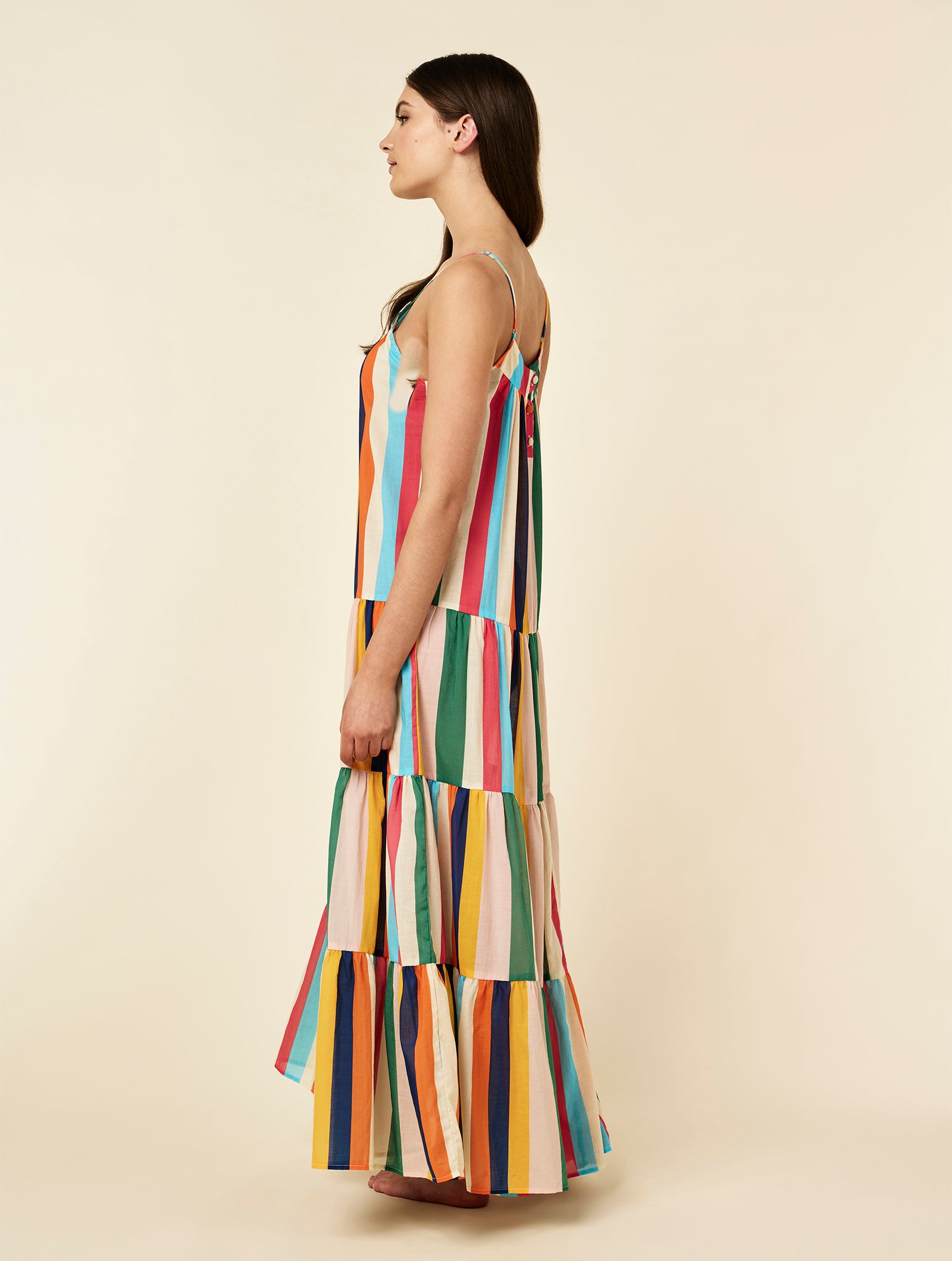 Holiday Stripe Tiered Maxi Nightie