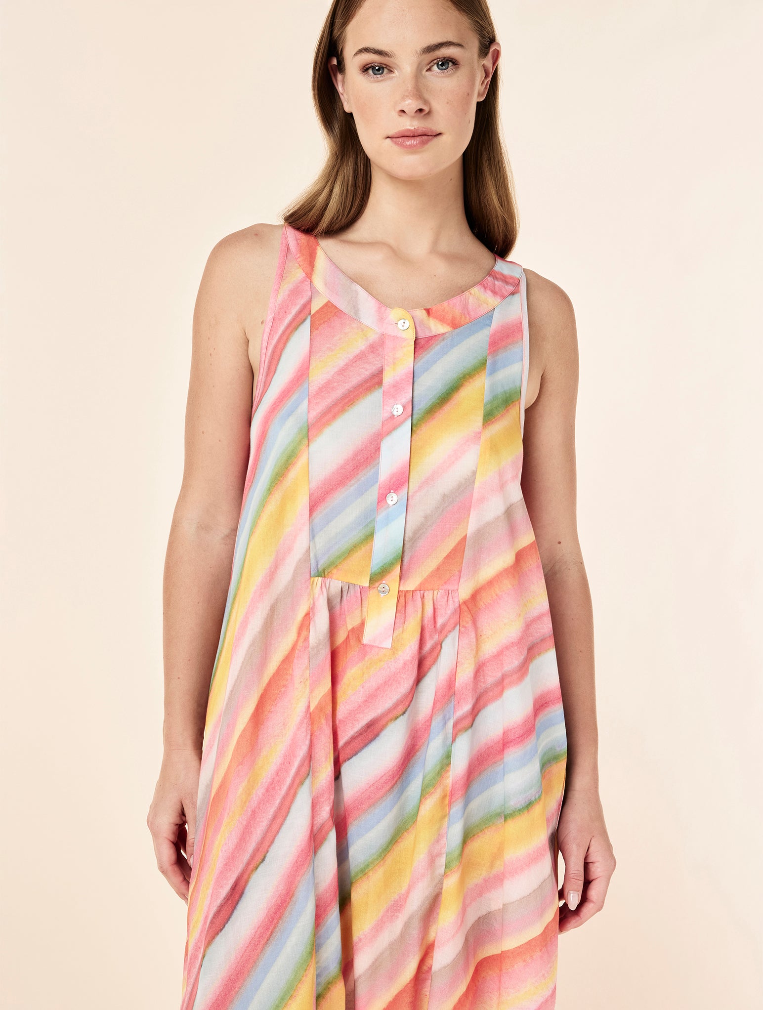 Sophie Stripe Panel Front Maxi Nightie