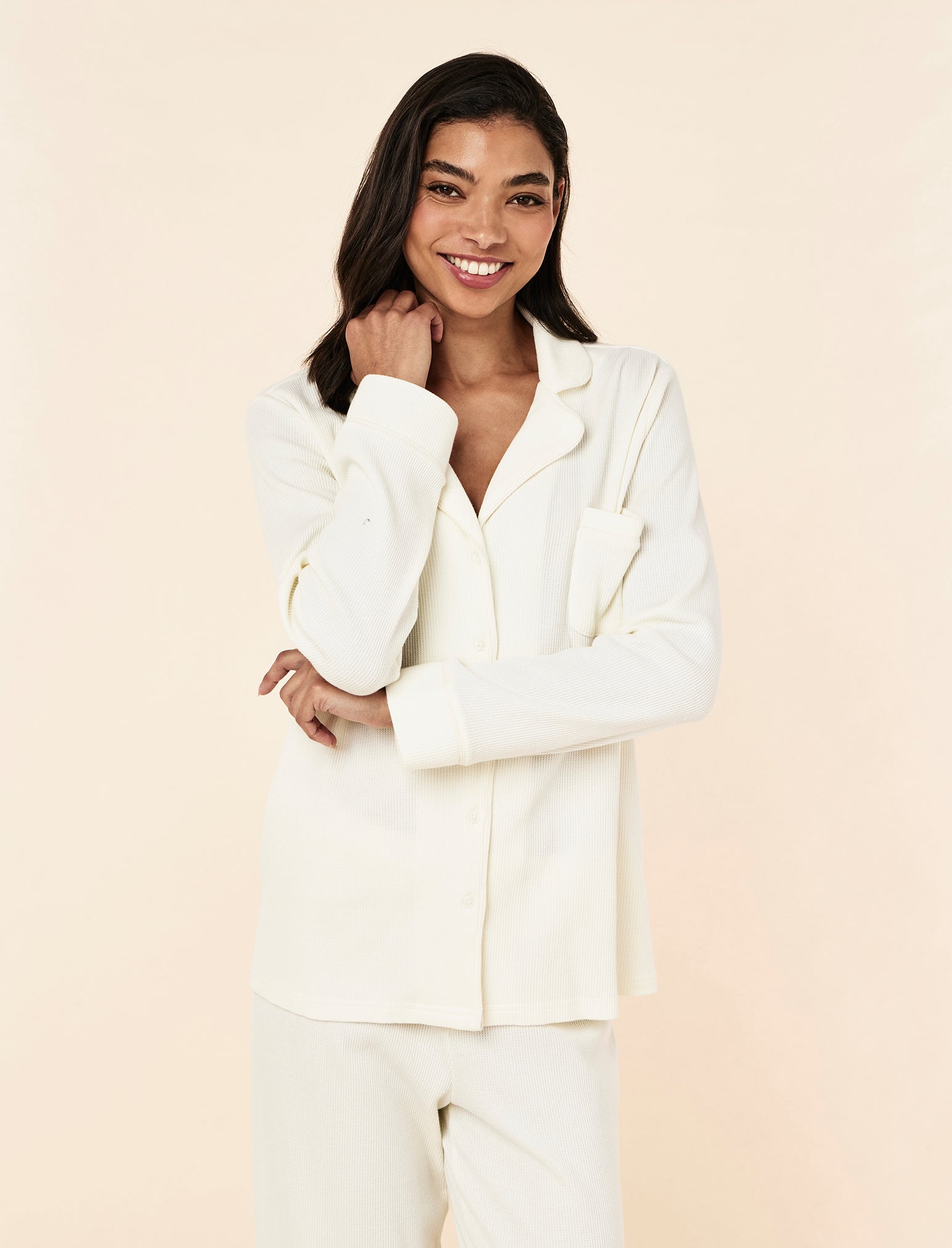 Claire Soft Cotton Waffle Full Length PJ Set