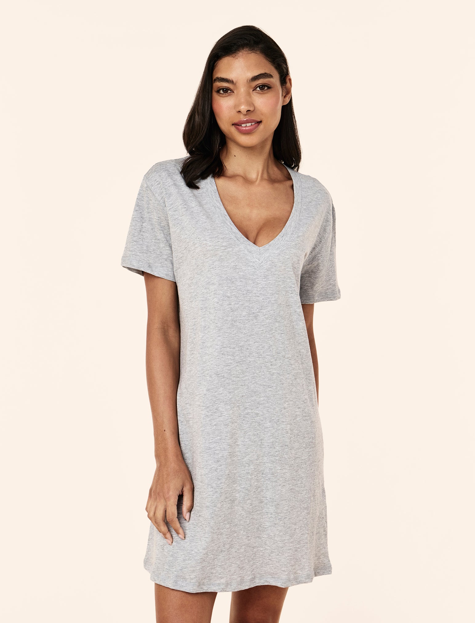 Jada Organic Cotton Knit V Neck Midi Nightie