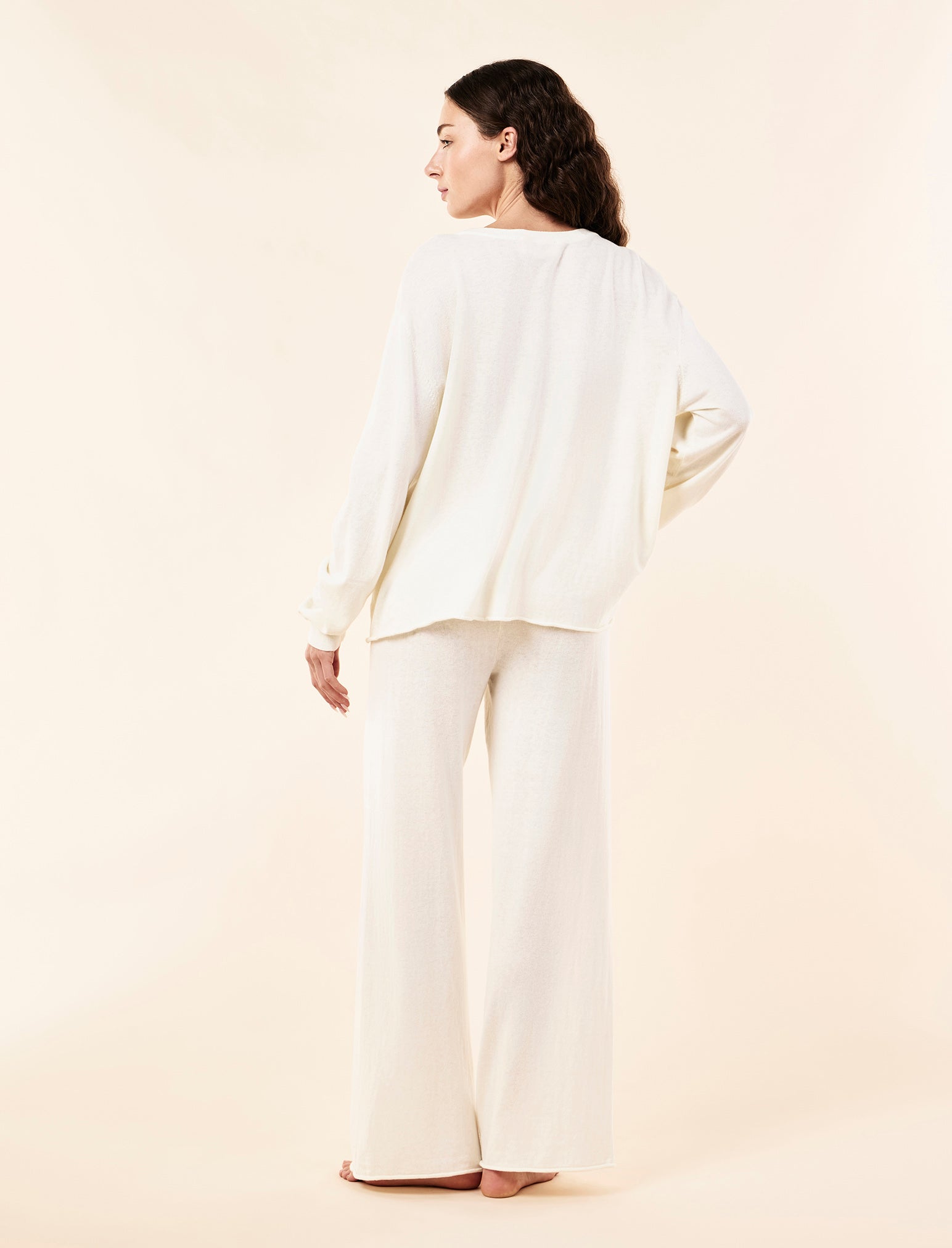 Cotton Cashmere Fine Knit Full Length Pant