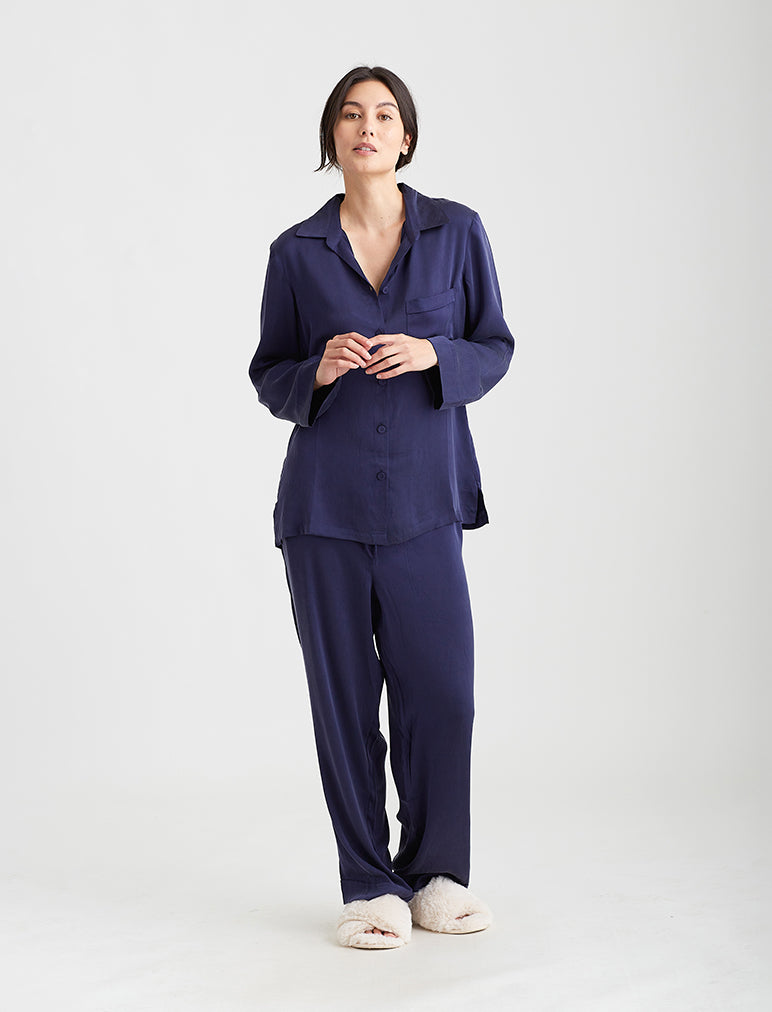 Papinelle  Pure Silk Pyjama Set in Navy – Papinelle Sleepwear-NZ