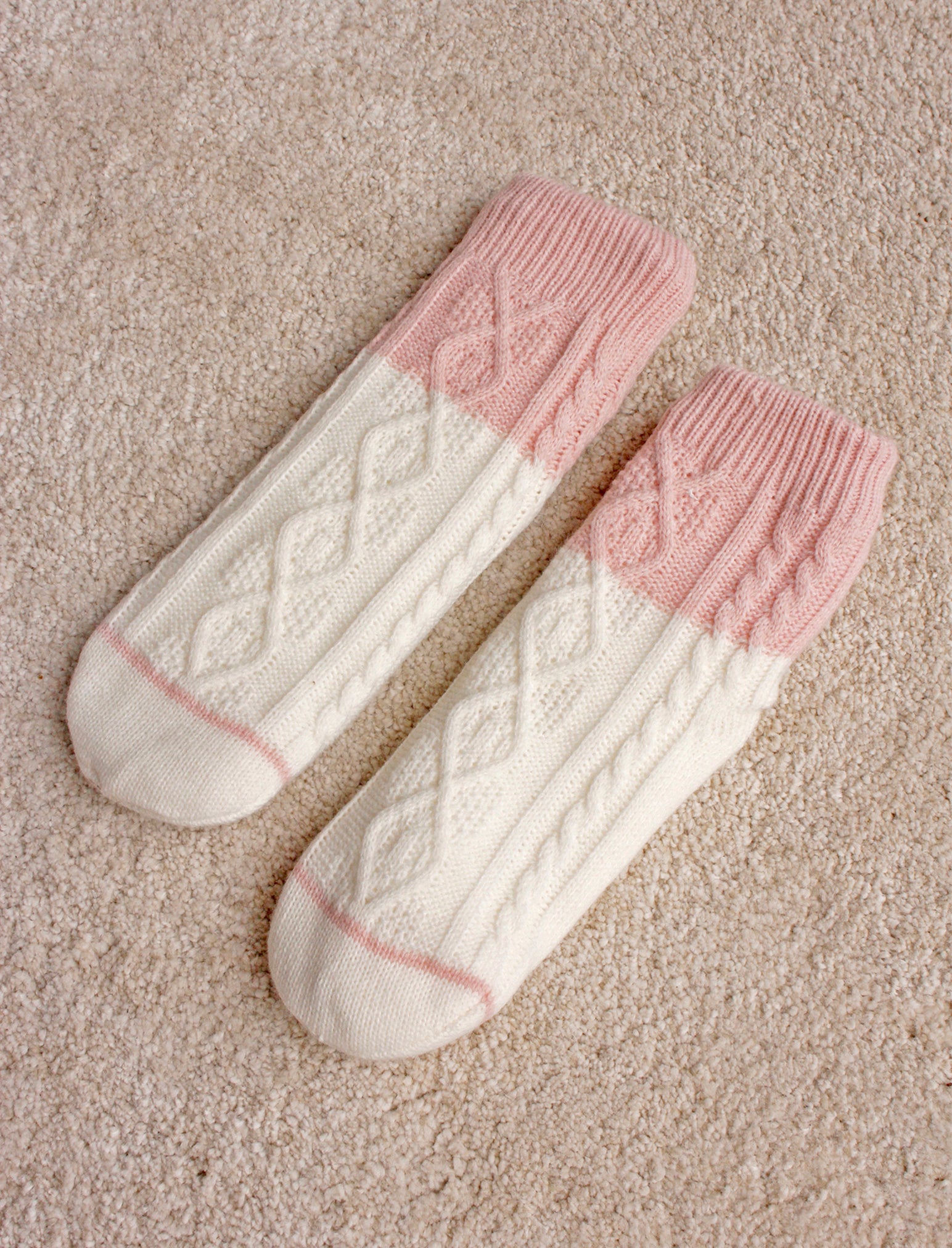 Colour Block Cable Socks