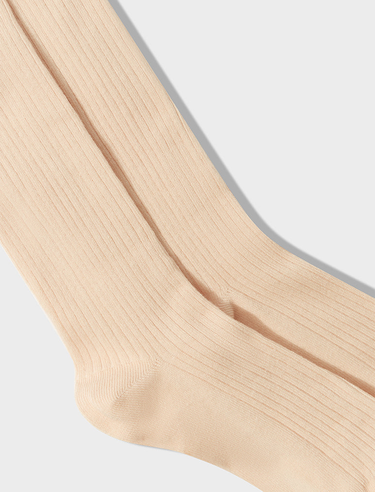 Organic Cotton Rib Socks in Shell