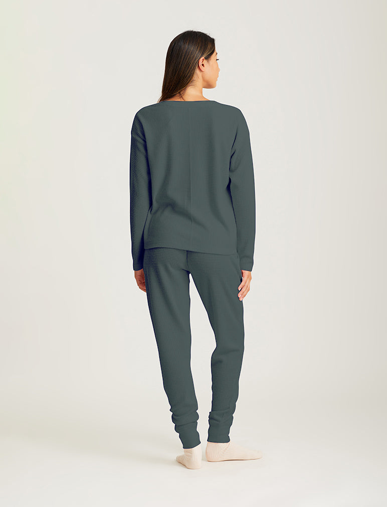 Super Soft Waffle V-Neck Long Sleeve Top