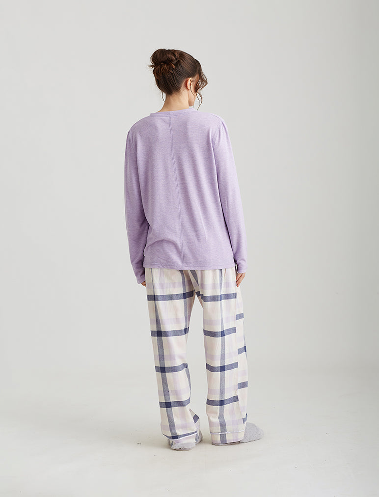 Organic Cotton Plaid Pant and Feather Soft LS Top