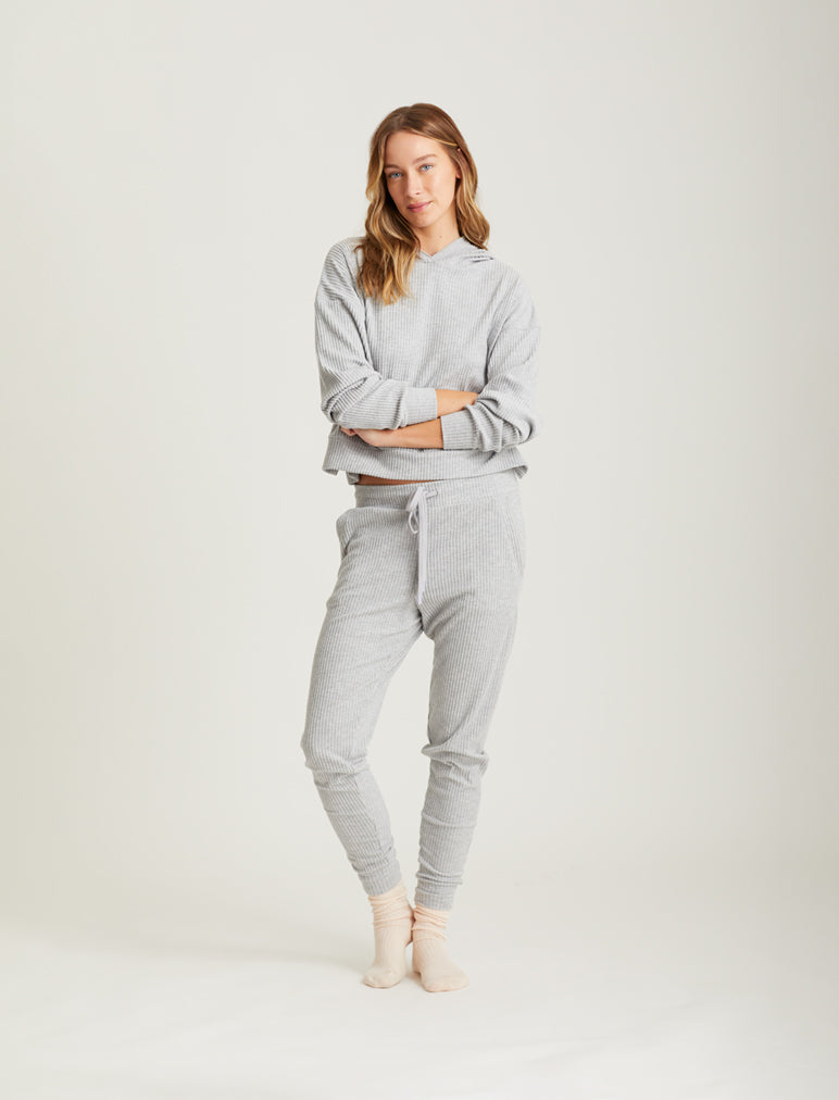 Cosy Winter Rib Crop Hoodie Papinelle Sleepwear NZ