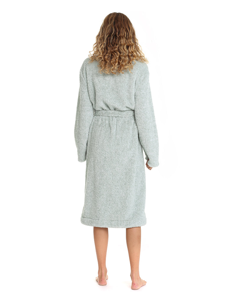 Cosy Plush Mid-Length Robe in Moss