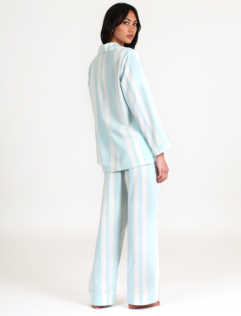 Organic Cotton Stripe PJ in Aqua