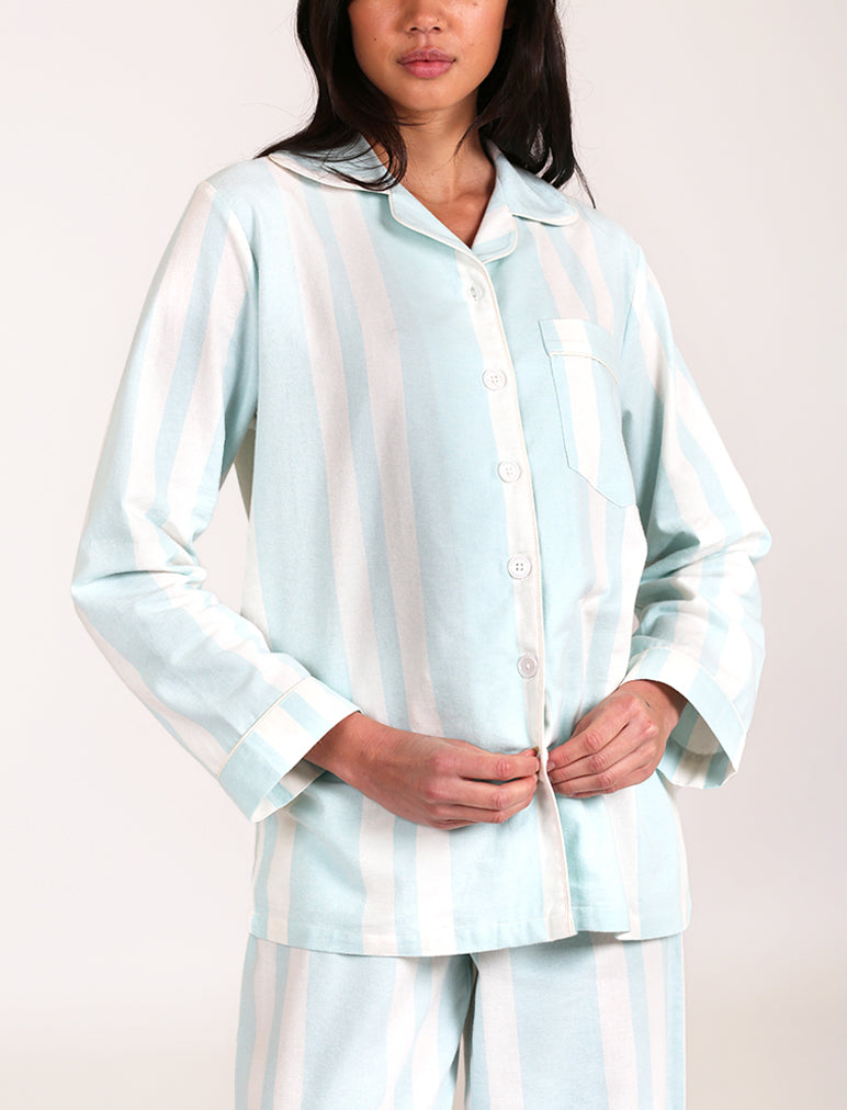 Organic Cotton Stripe PJ in Aqua