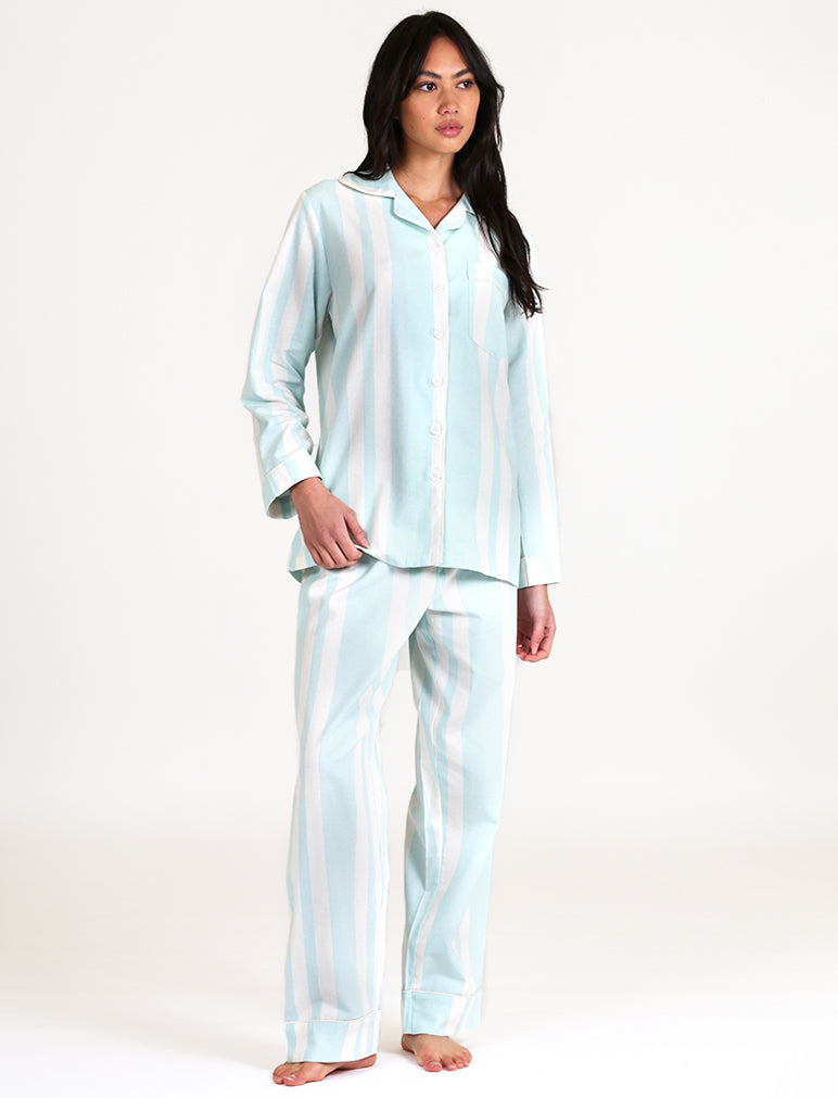 Organic Cotton Stripe PJ in Aqua
