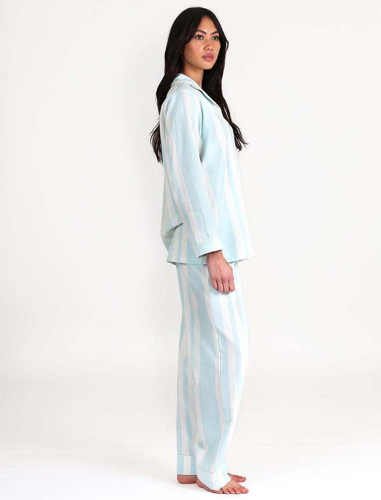 Organic Cotton Stripe PJ in Aqua