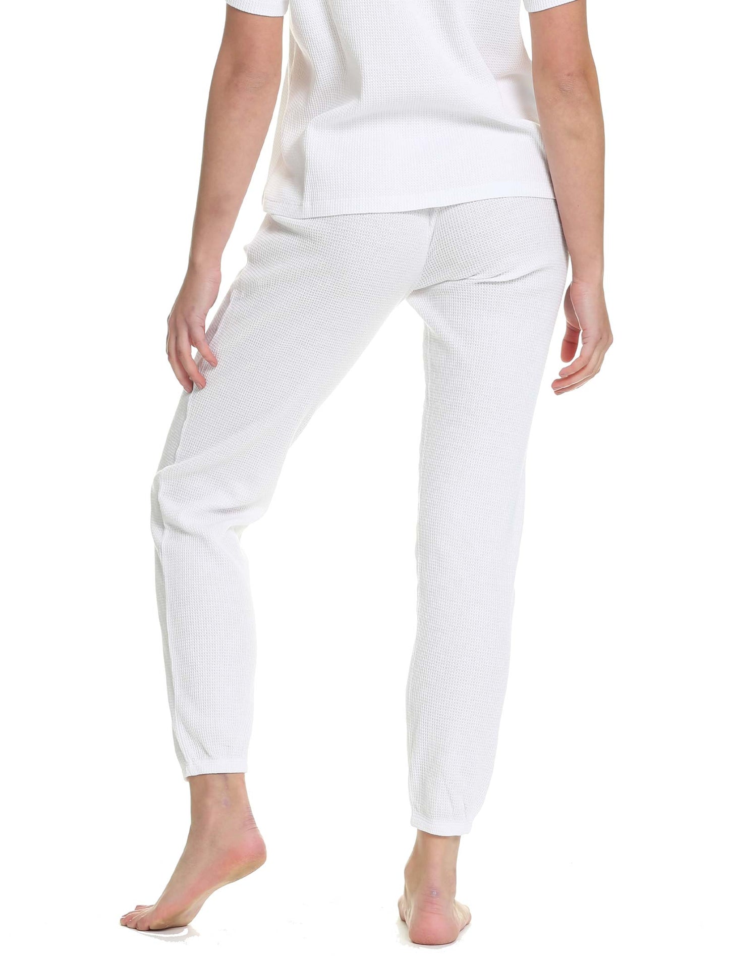 Super Soft Organic Cotton Summer Waffle Jogger in White