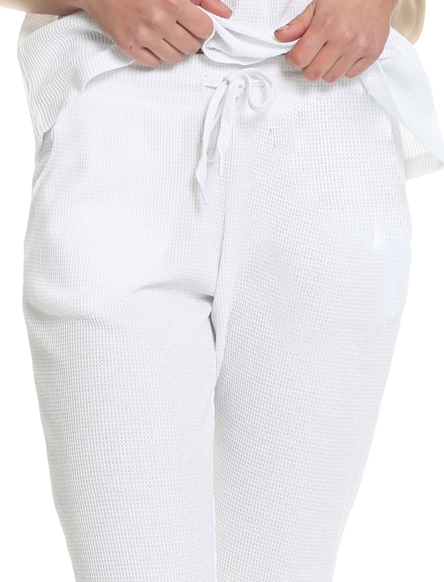 Super Soft Organic Cotton Summer Waffle Jogger in White