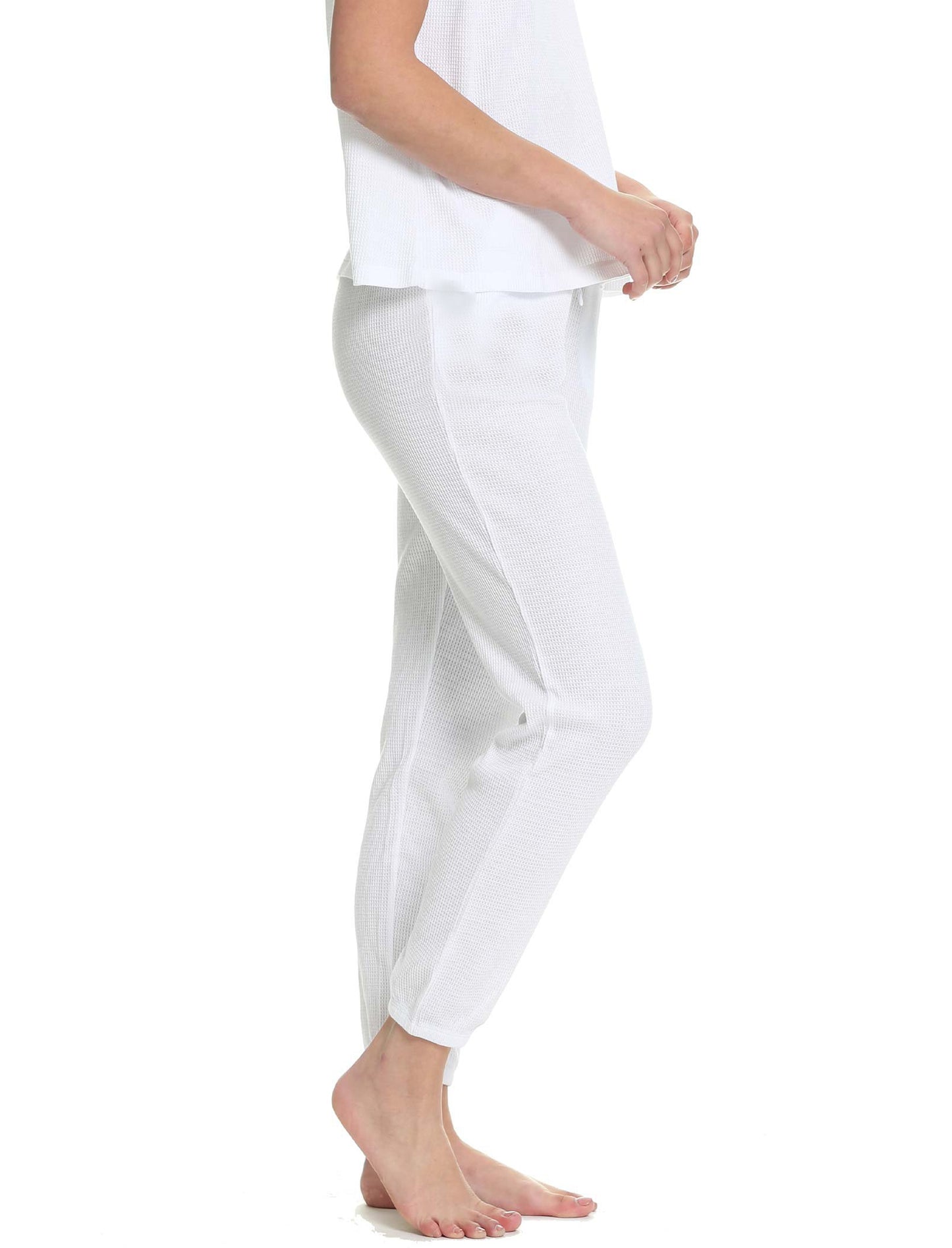 Super Soft Organic Cotton Summer Waffle Jogger in White
