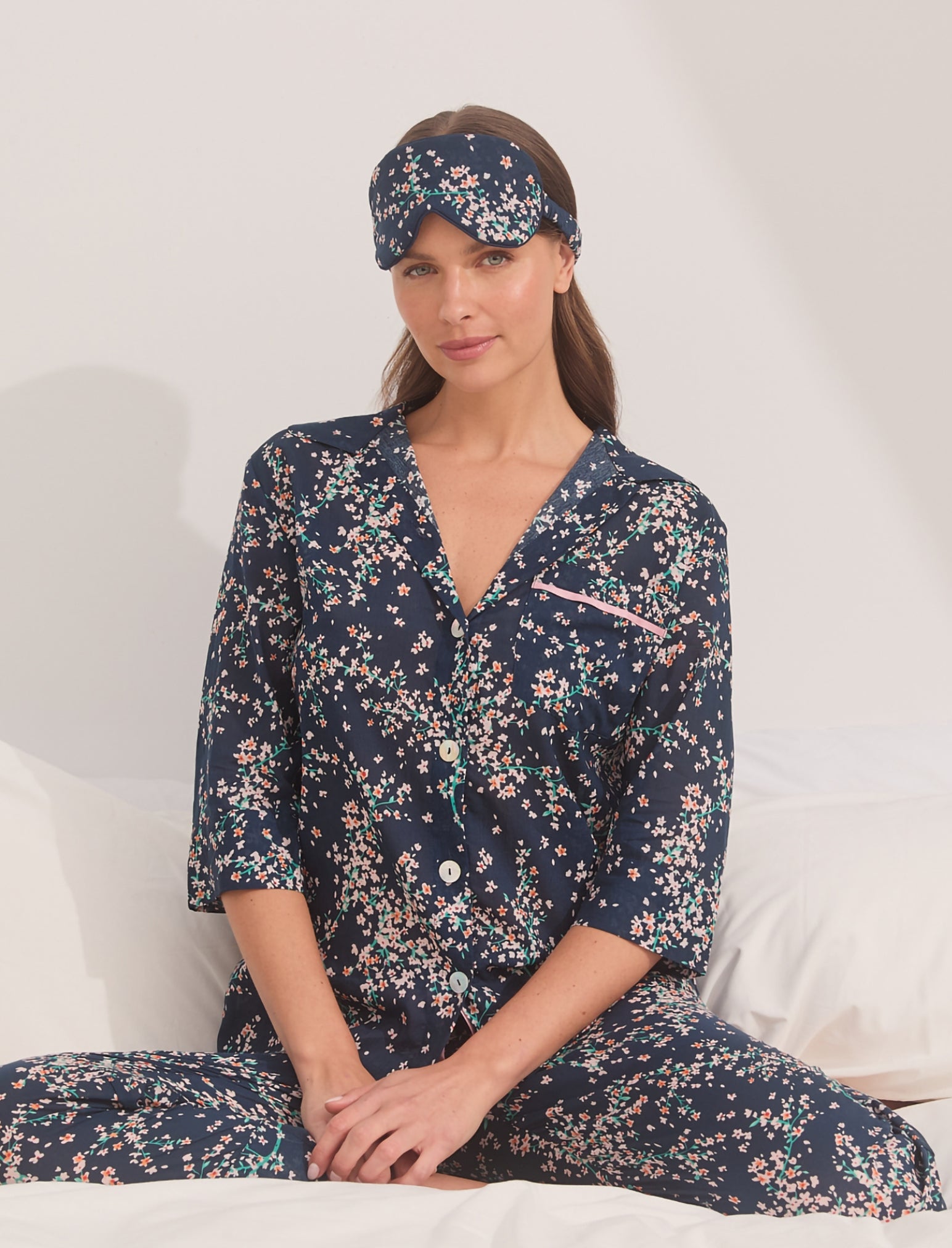 Cheri Blossom Crop PJ Set with Eye Mask