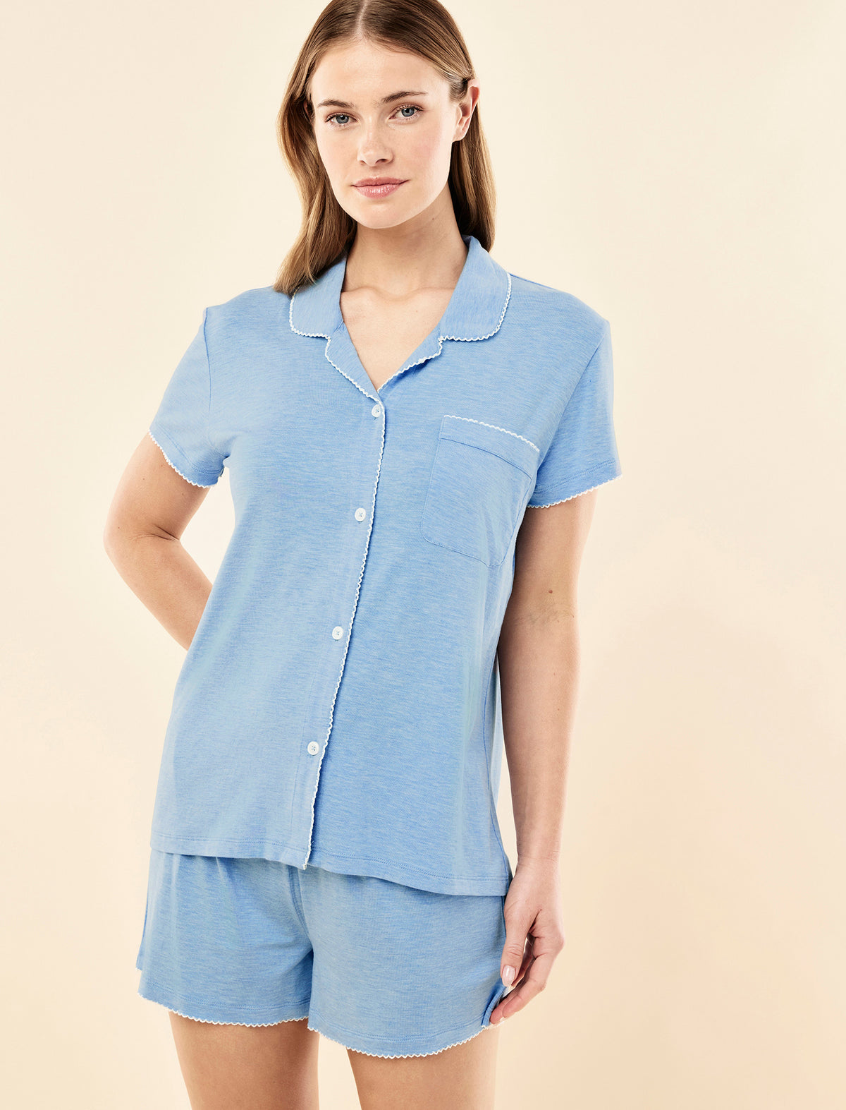 Sienie wearing the Kate Modal Soft Boxer PJ Set