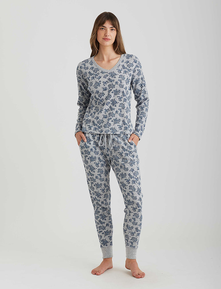 Super Soft Waffle V-Neck LS Top