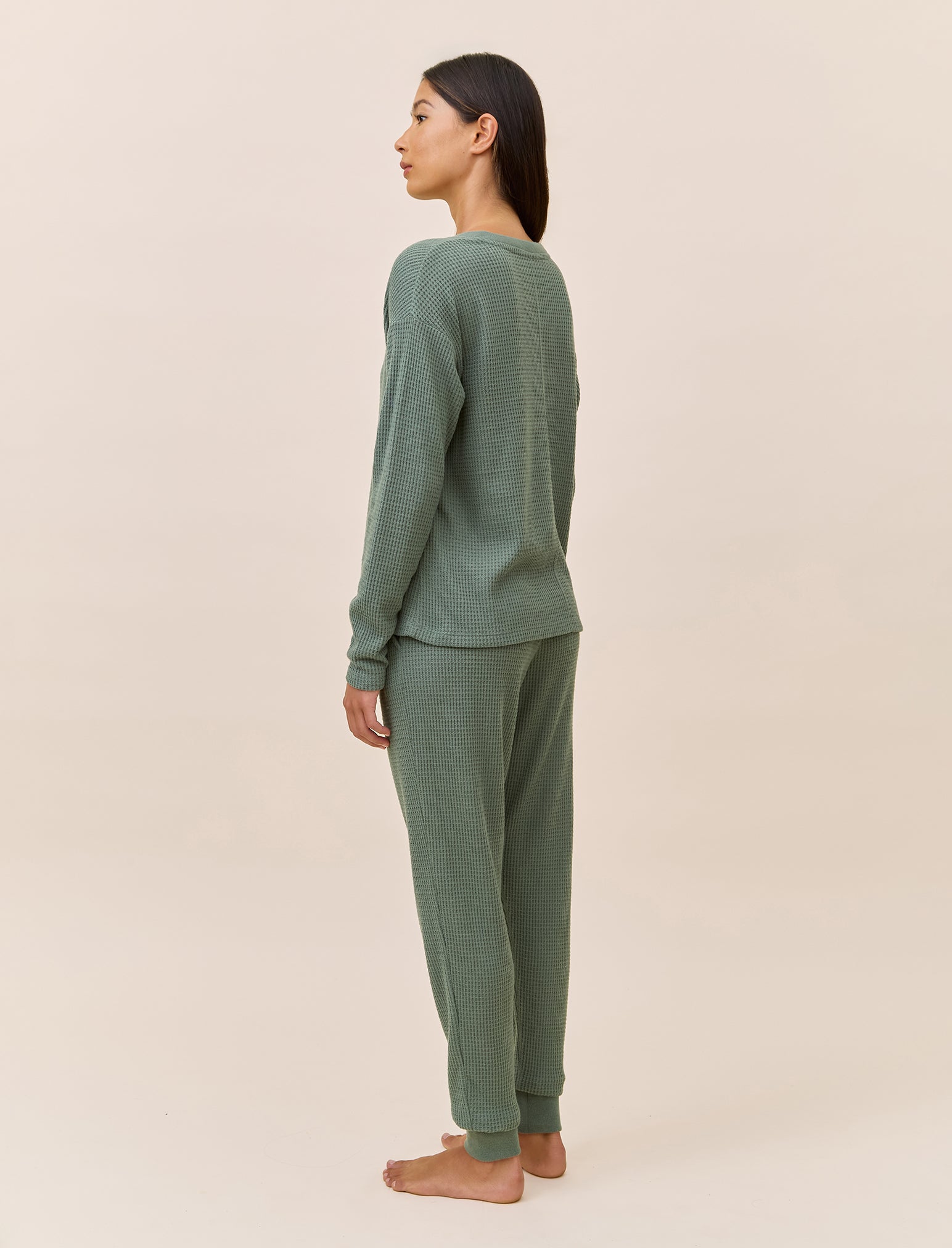 Super Soft Waffle V-Neck Long Sleeve Top