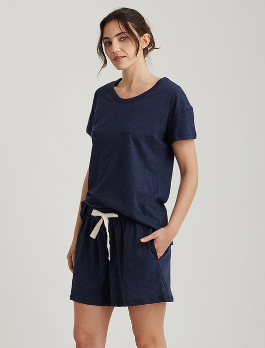 Organic Cotton Knit Boxer in Navy